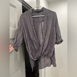 Glassons Gray Wrap Blouse with 3/4 Sleeves